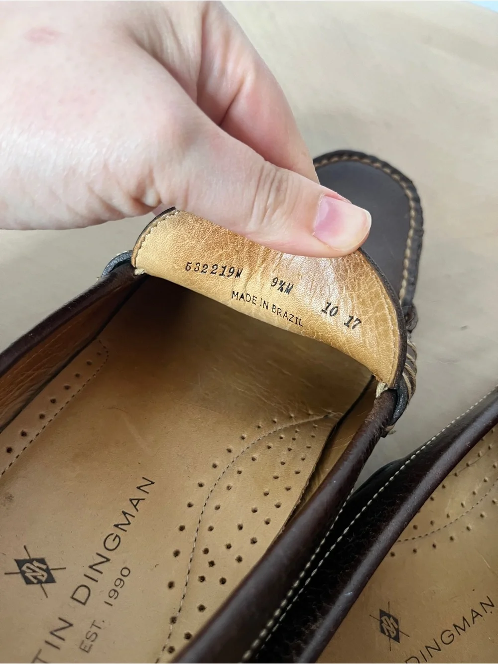 Martin Dingman Brown Leather Loafers Genuine Water Buffalo Men's 9.5